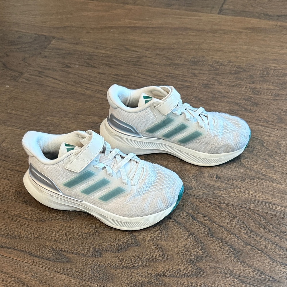 Adidas Kids Sneakers - White and Silver and Green